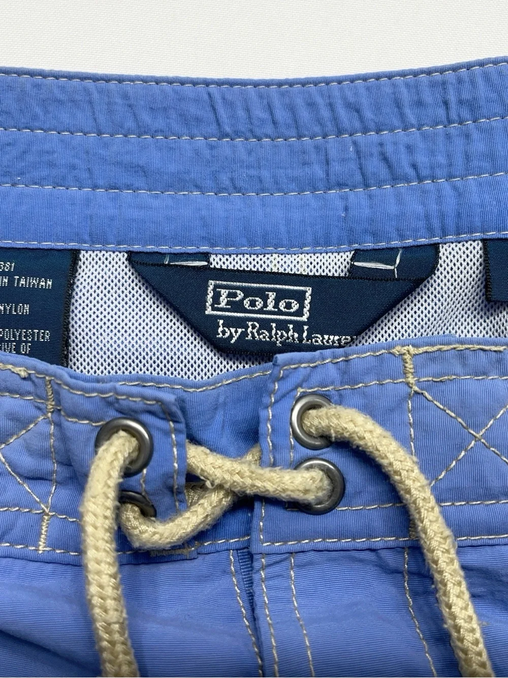 Polo Ralph Lauren Swim Board Shorts Mens Size Large Blue Lined Cargo Yellow Pony